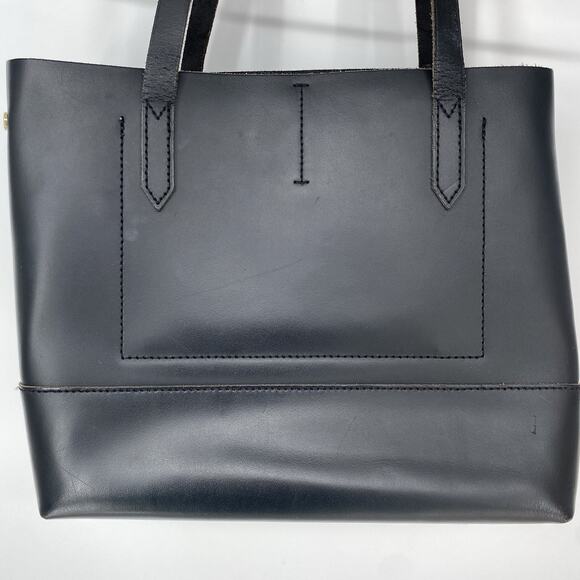 J Crew All Leather Black Uptown Tote Bag Purse - Picture 6 of 10